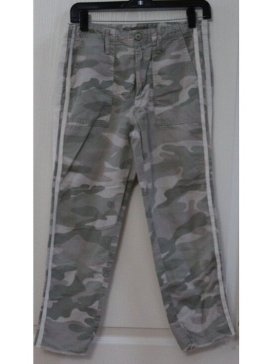 Mother Pants - Mother The Shaker Crop Fray Pants Racer Stripe Camo Army Green Size 27